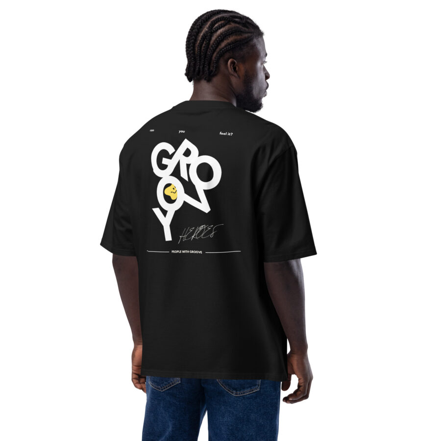 Premium Cotton T-Shirt ”Signed & Sealed Groovy Heroes Black” - Image 2