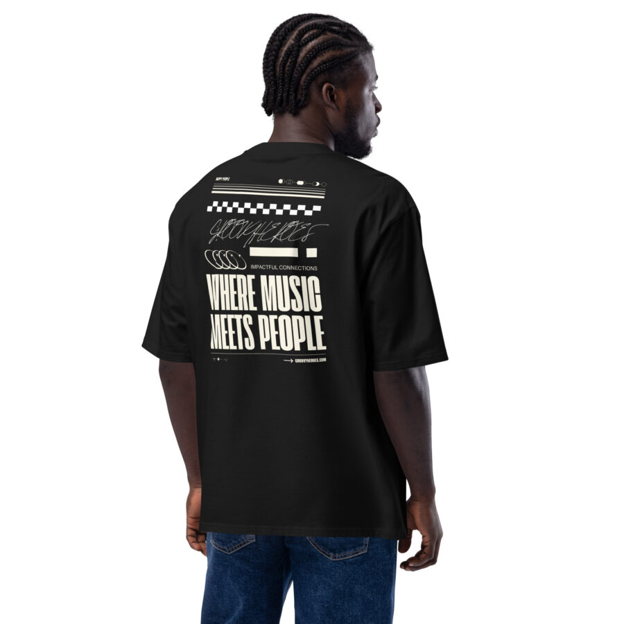 Premium Cotton T-Shirt ”Signed & Sealed Text 3 Groovy Heroes Black” - Image 4