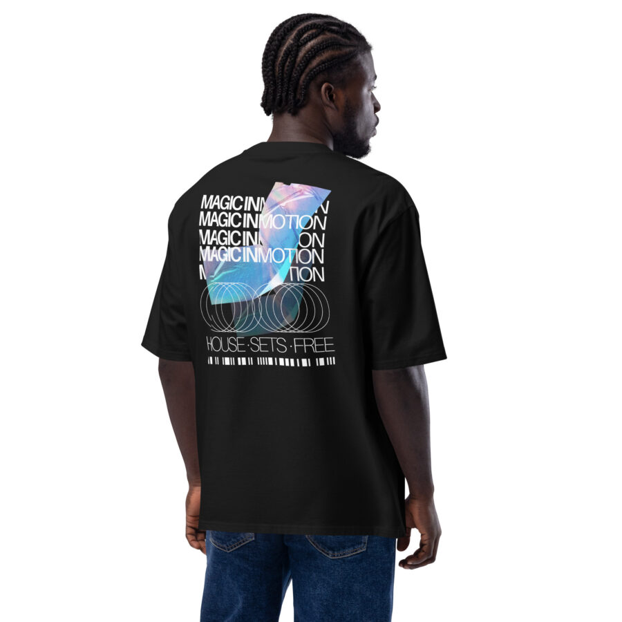 Premium Cotton T-Shirt ”Chromatic Vibes – House Sets Free Black” - Image 3
