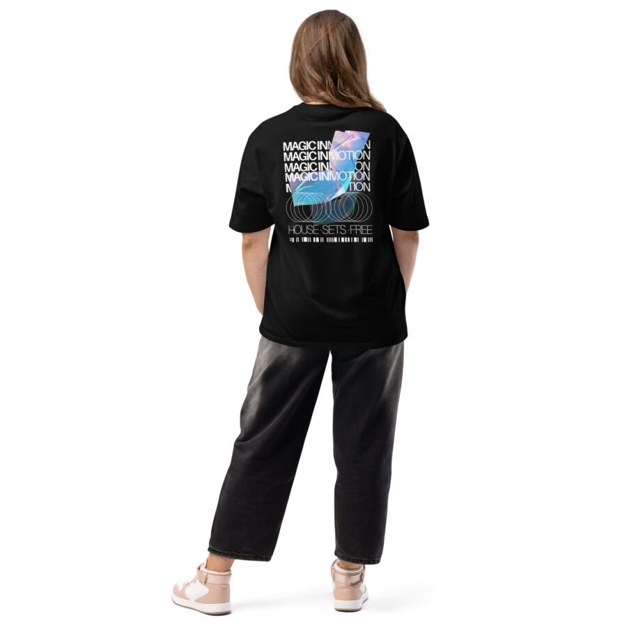 Premium Cotton T-Shirt ”Chromatic Vibes – House Sets Free Black” - Image 4