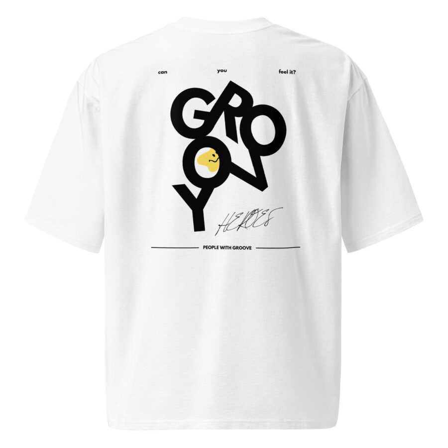 Premium Cotton T-Shirt ”Signed & Sealed Groovy Heroes White” - Image 6