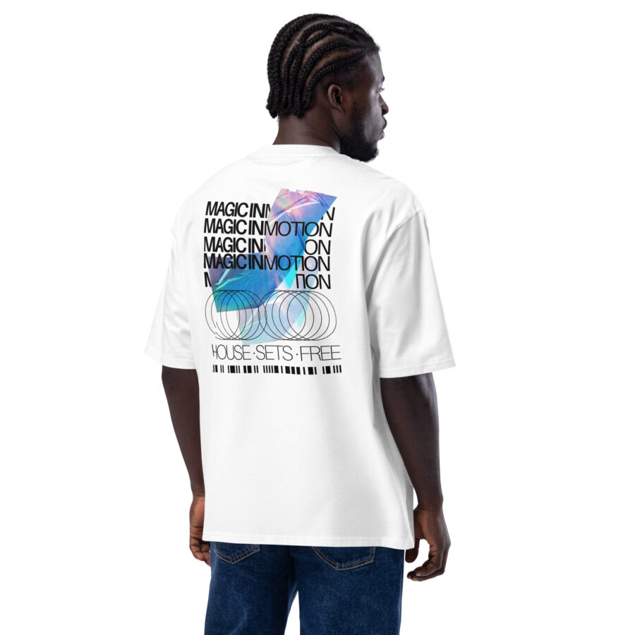 Premium Cotton T-Shirt ”Chromatic Vibes – House Sets Free White” - Image 3