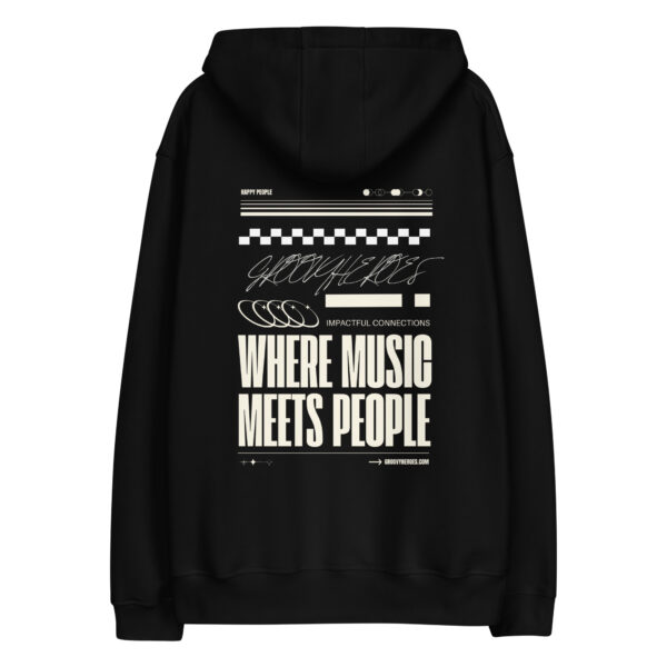 Premium Eco Hoodie ”Signed & Sealed Text 3 Groovy Heroes Black”
