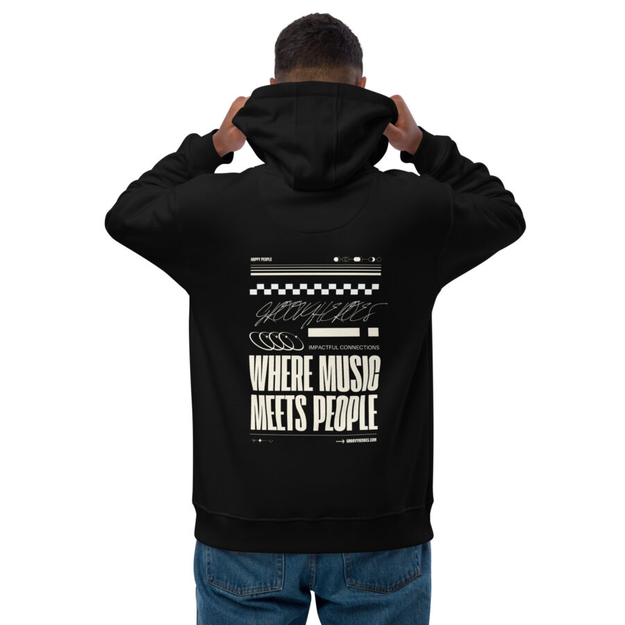 Premium Eco Hoodie ''Signed & Sealed Text 3 Groovy Heroes Black” - Image 3