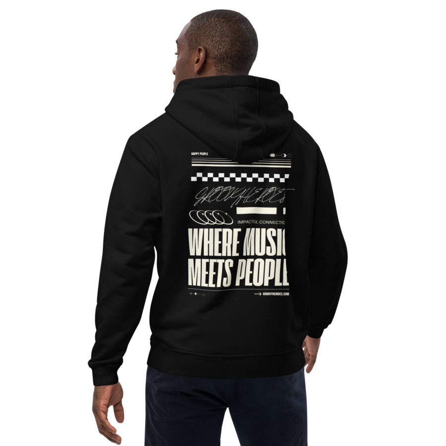 Premium Eco Hoodie ''Signed & Sealed Text 3 Groovy Heroes Black” - Image 6