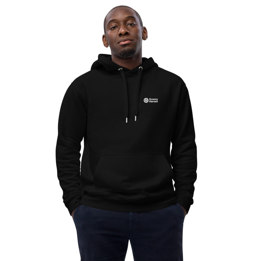 Premium Eco Hoodie ''Signed & Sealed Text 3 Groovy Heroes Black” - Image 5