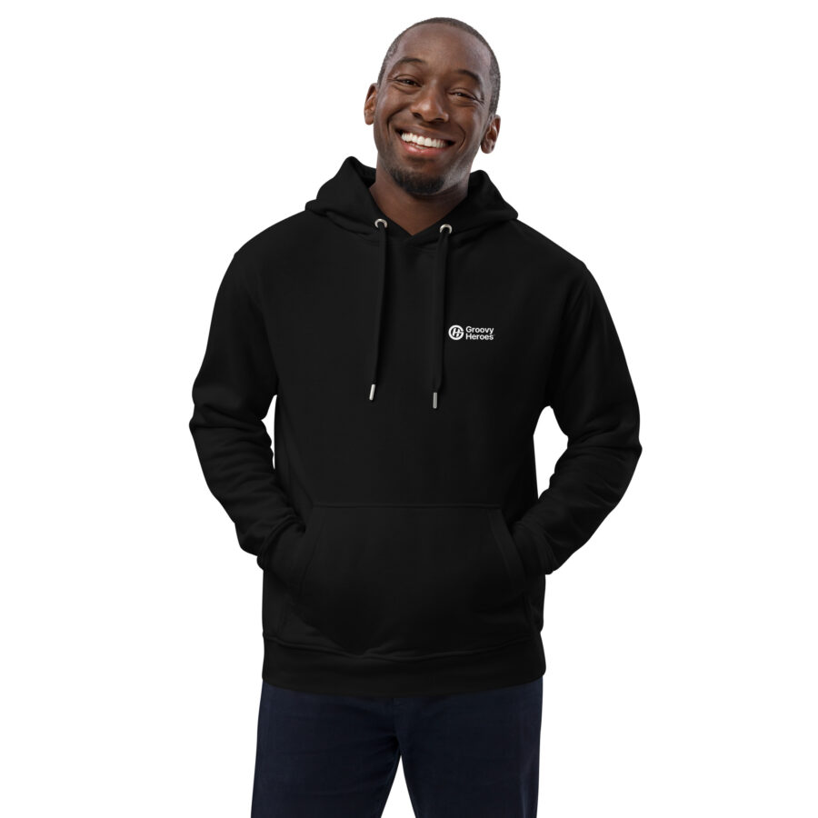 Premium Eco Hoodie ''Signed & Sealed Text 3 Groovy Heroes Black” - Image 4